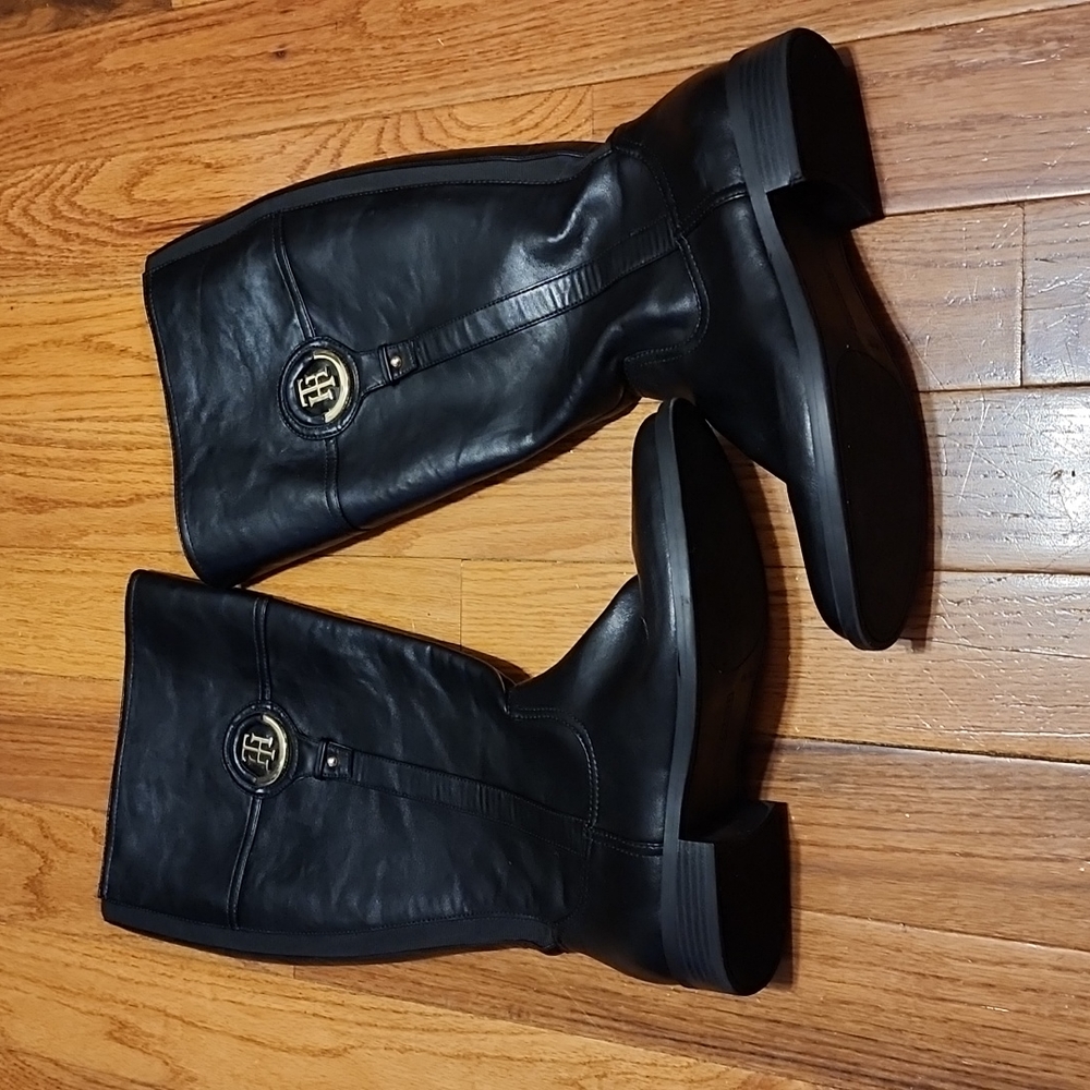 Leather wide calf Tommy Boots side 11
